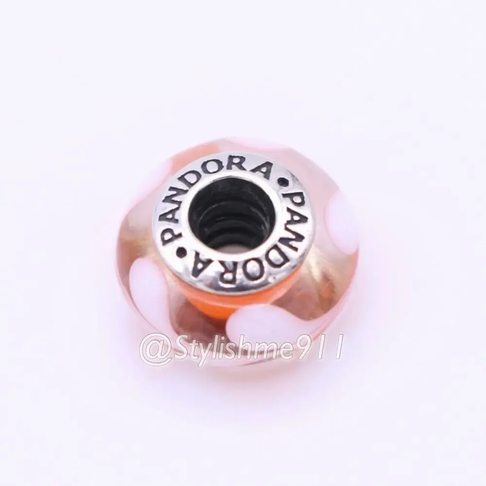 Authentic PANDORA Retired Orange Swirls Glass Charm